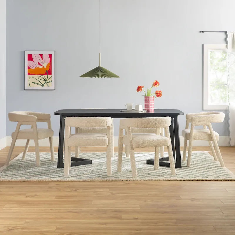 Middlebrook 7 Piece Solid Wood Dining Table Set w/ Full Fabric Chairs