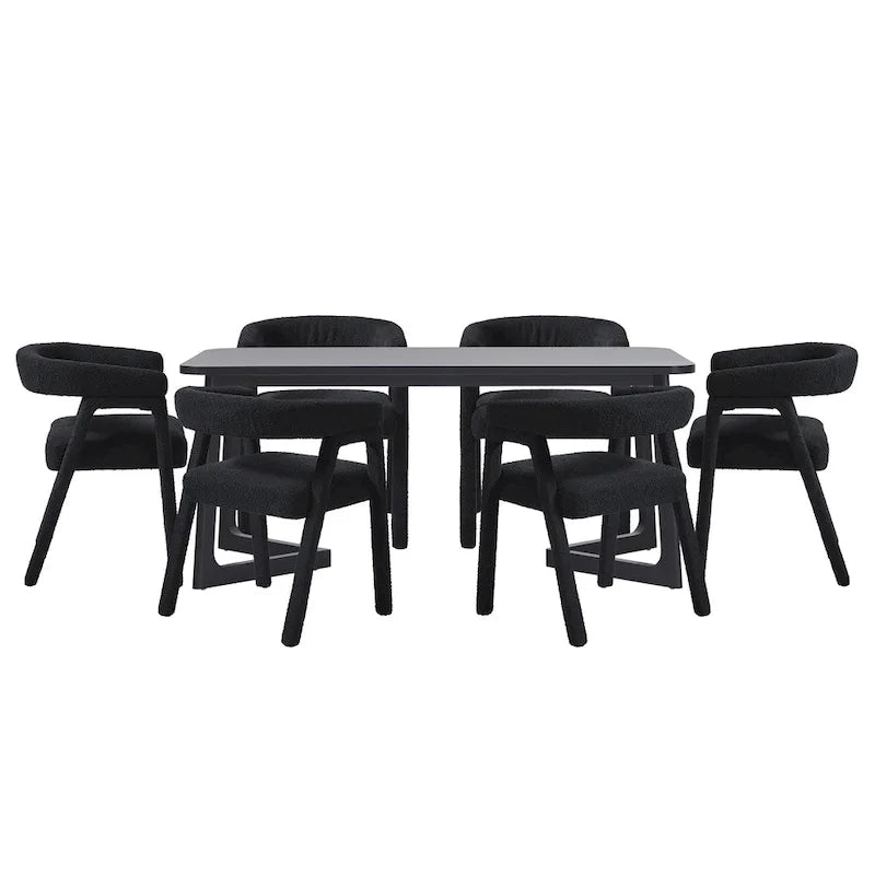 Middlebrook 7 Piece Solid Wood Dining Table Set w/ Full Fabric Chairs