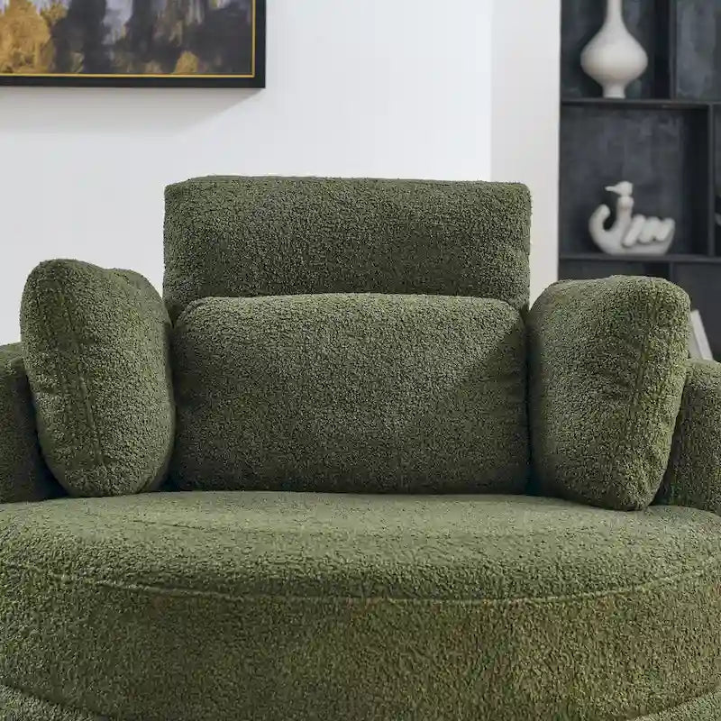 Green Modern 52 Swivel Barrel Chair with Storage Ottoman