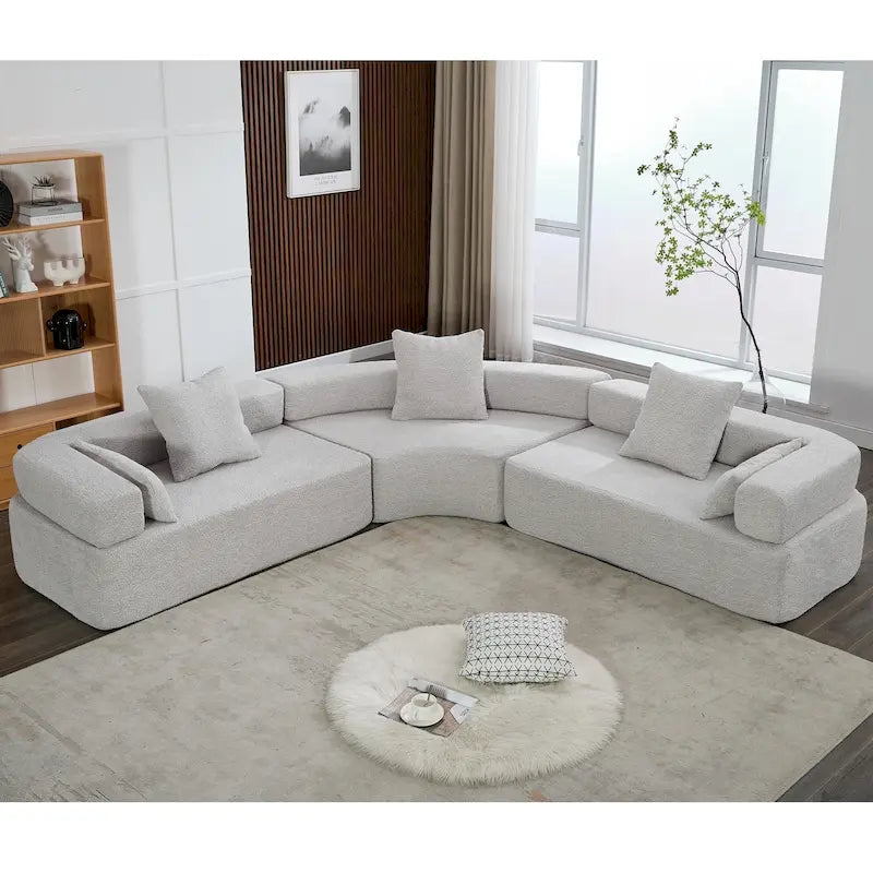 111 Oversized Boucle L-Shaped Corner Modular Sectional Sofa, 3-Piece Free Combination