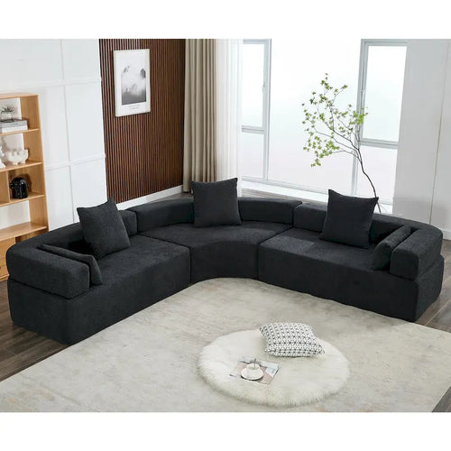 111 Oversized Boucle L-Shaped Corner Modular Sectional Sofa, 3-Piece Free Combination