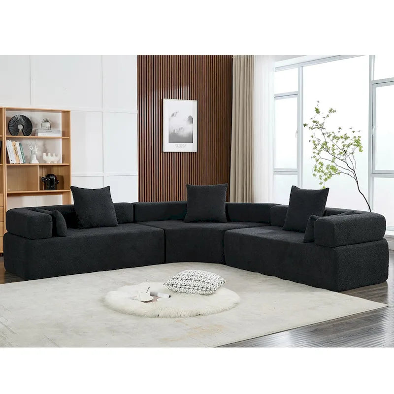 111 Oversized Boucle L-Shaped Corner Modular Sectional Sofa, 3-Piece Free Combination