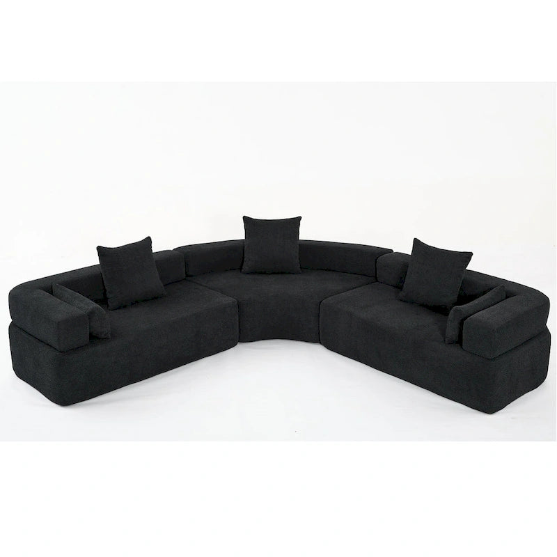 111 Oversized Boucle L-Shaped Corner Modular Sectional Sofa, 3-Piece Free Combination