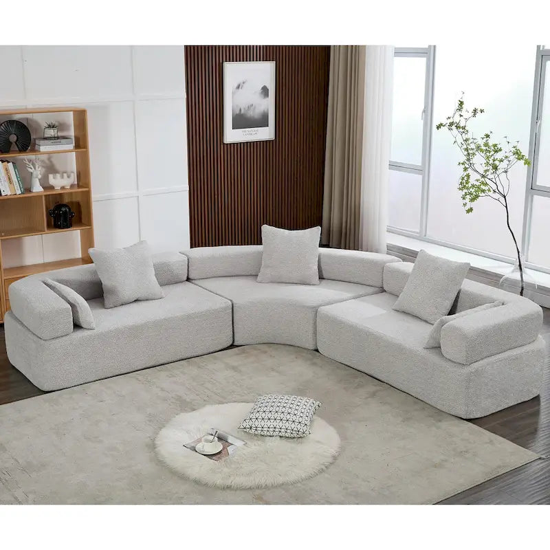 111 Oversized Boucle L-Shaped Corner Modular Sectional Sofa, 3-Piece Free Combination