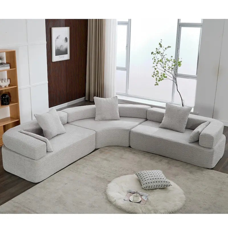 111 Oversized Boucle L-Shaped Corner Modular Sectional Sofa, 3-Piece Free Combination