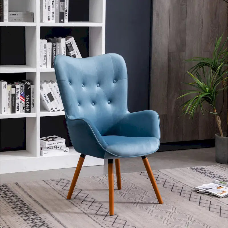 Blue 30 Polyester Button Tufted Accent Chair