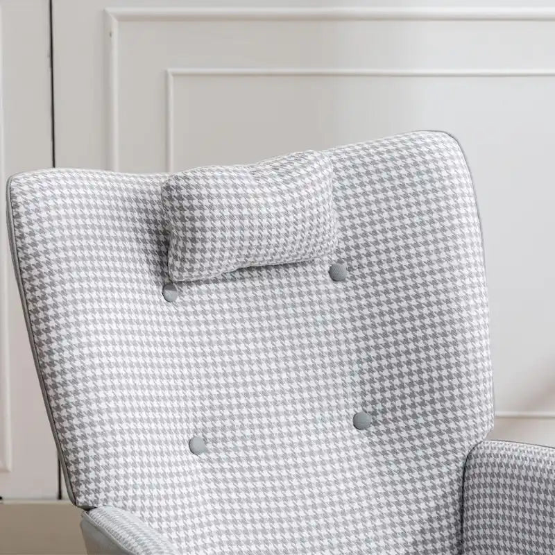 Rocking Chair, Soft Houndstooth Fabric Leather Fabric Rocking Chair for Nursery