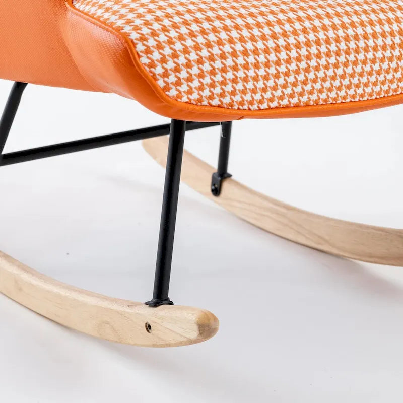 Rocking Chair, Soft Houndstooth Fabric Leather Fabric Rocking Chair for Nursery