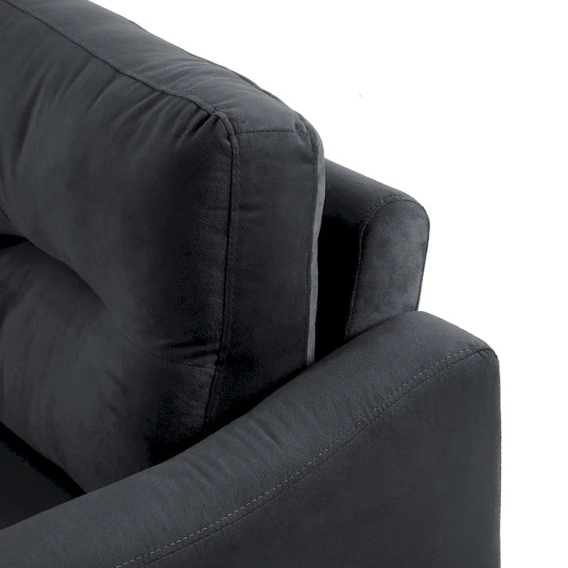 Black 76.7 Velvet 3-seater Sofa with Hardwood Frame and High-Density Foam
