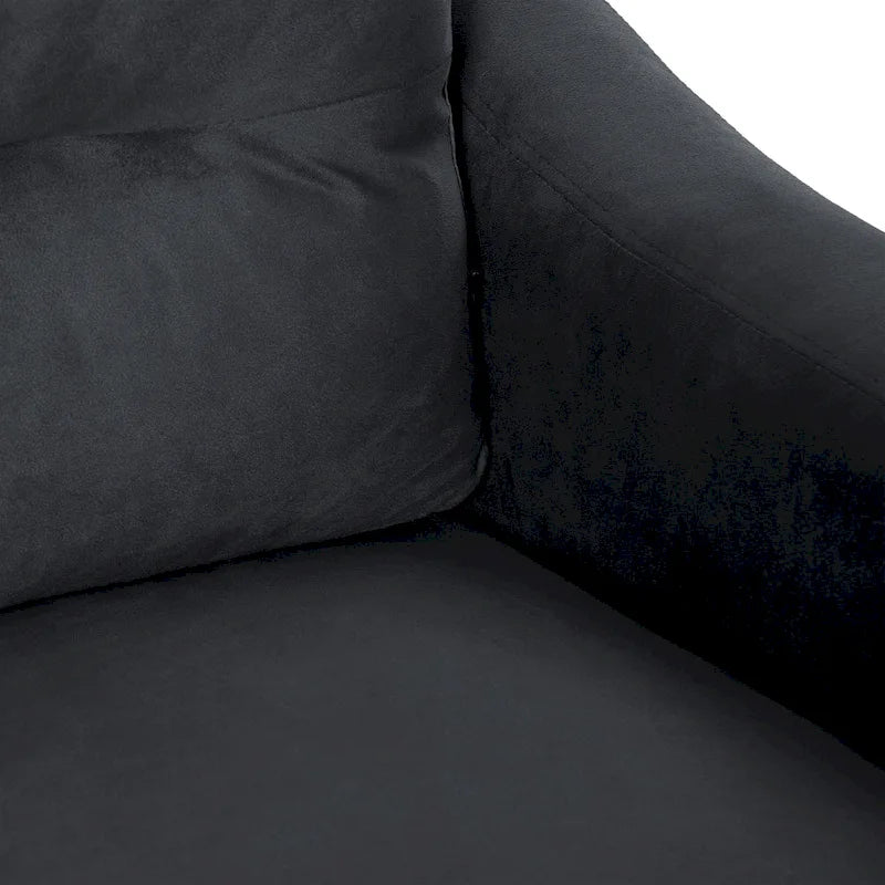 Black 76.7 Velvet 3-seater Sofa with Hardwood Frame and High-Density Foam