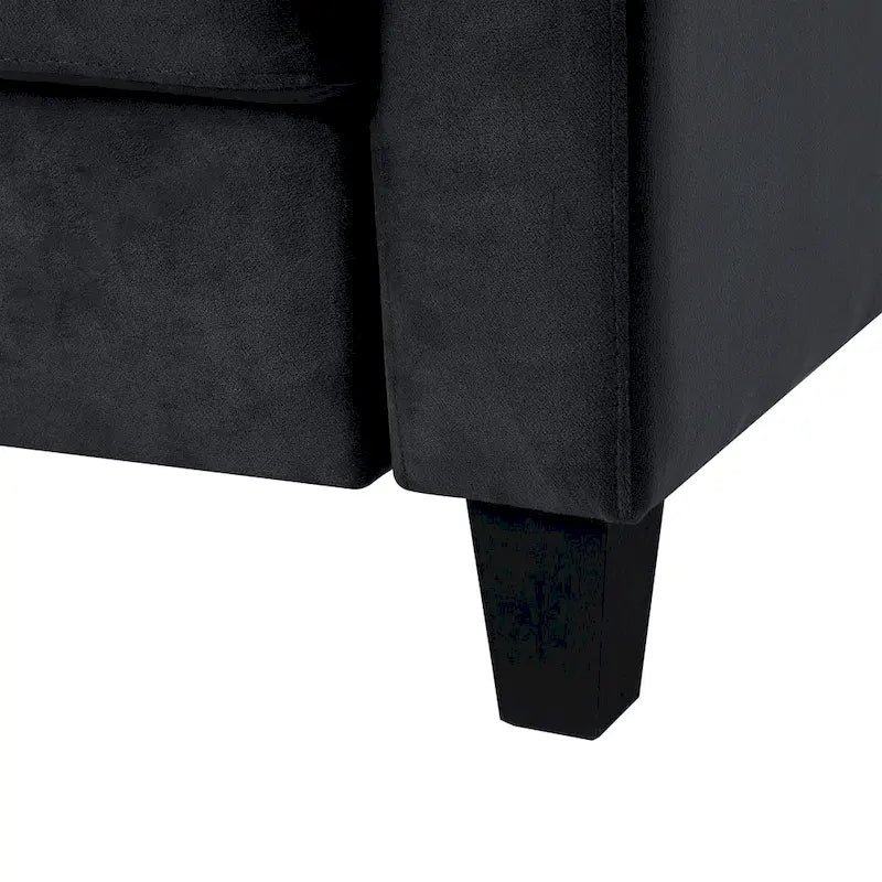 Black 76.7 Velvet 3-seater Sofa with Hardwood Frame and High-Density Foam