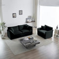 Black 2-Piece Chenille Sofa Set with Loveseat Sofa and Single Sofa