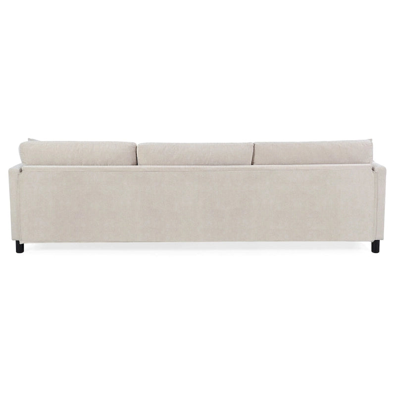 Beige 107.87 Spacious 4 Seater Sectional Sofa with Movable Ottoman, Removable Cushions, and Convenient Armrest Storage