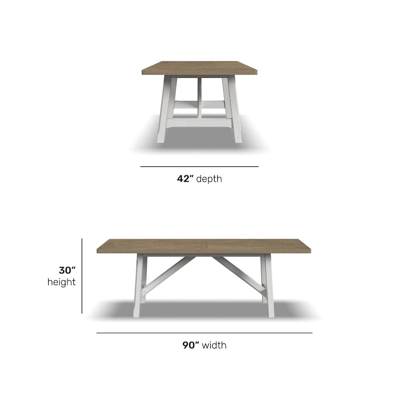 Melody White Wood Rectangular Dining Table - 90 x 30 x 42