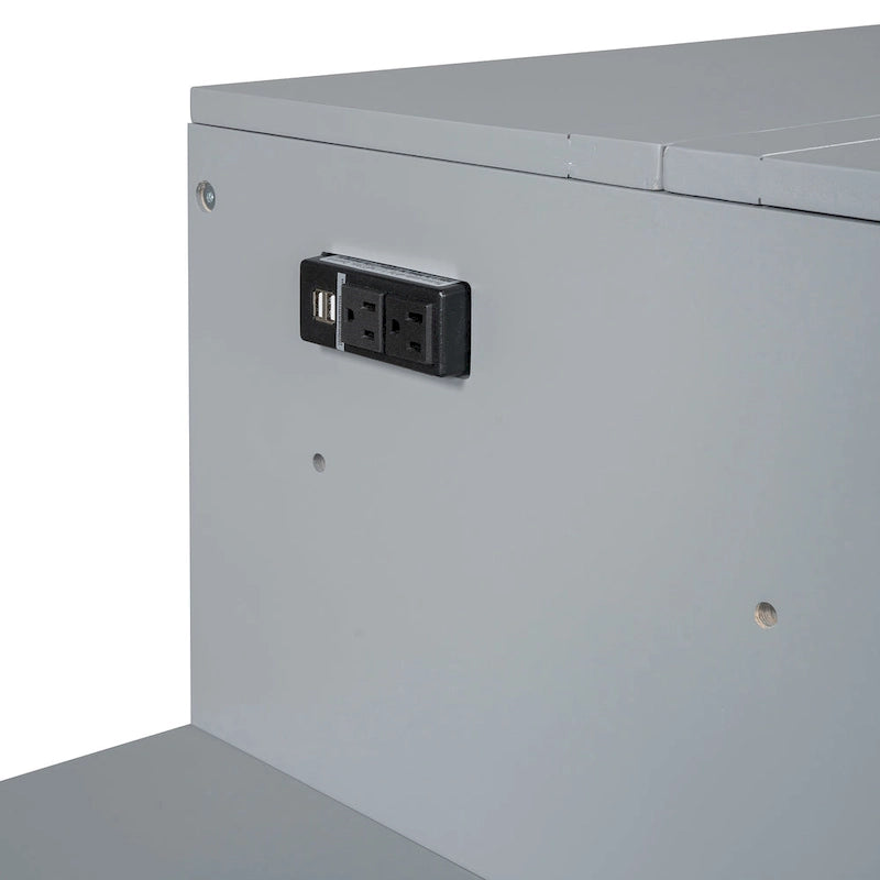 Queen Size Murphy Bed with USB Port, Large Drawer, and Wardrobe/Desk Combo