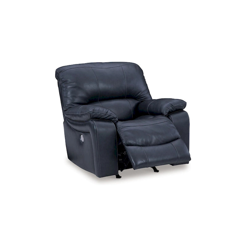 Leesa Power Rocker Recliner Chair, Soft Ocean Blue Leather, USB Port