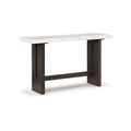 Haus Sofa Console Table, Marble Top, Panel legs, 52 Inch Brown Wood