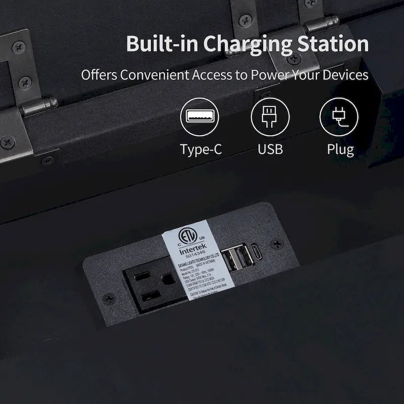 Traditional 23.6 Spindle Leg Wood End Table with USB