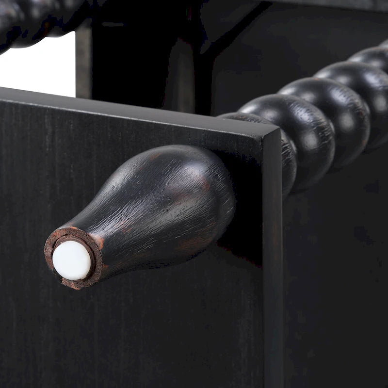 Traditional 23.6 Spindle Leg Wood End Table with USB