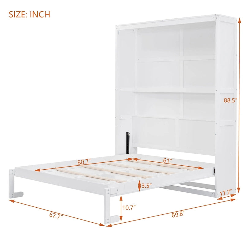 Queen Size Murphy Bed Wall Bed with Shelves