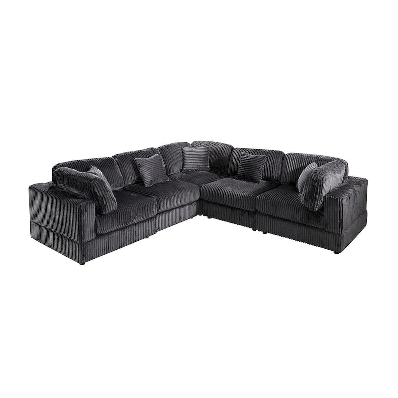 Oversized 6-Piece Corduroy Upholstered L-Shaped Modular Sectional Sofa, DIY Combination