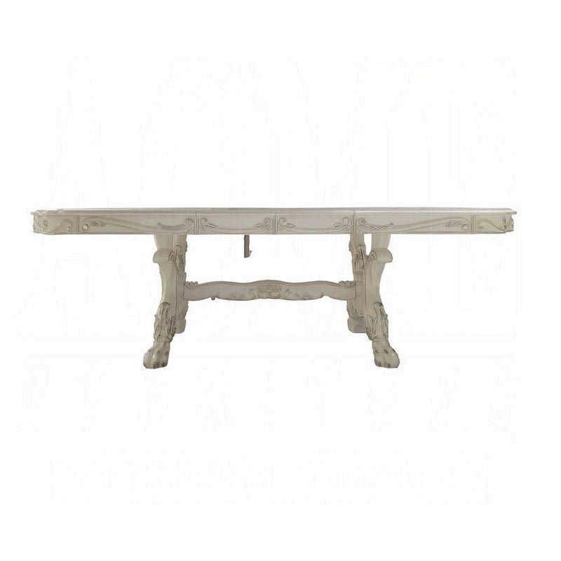 Ally Dining Table, Double Pedestal Base, Bone White Wood, 94-136 Inch