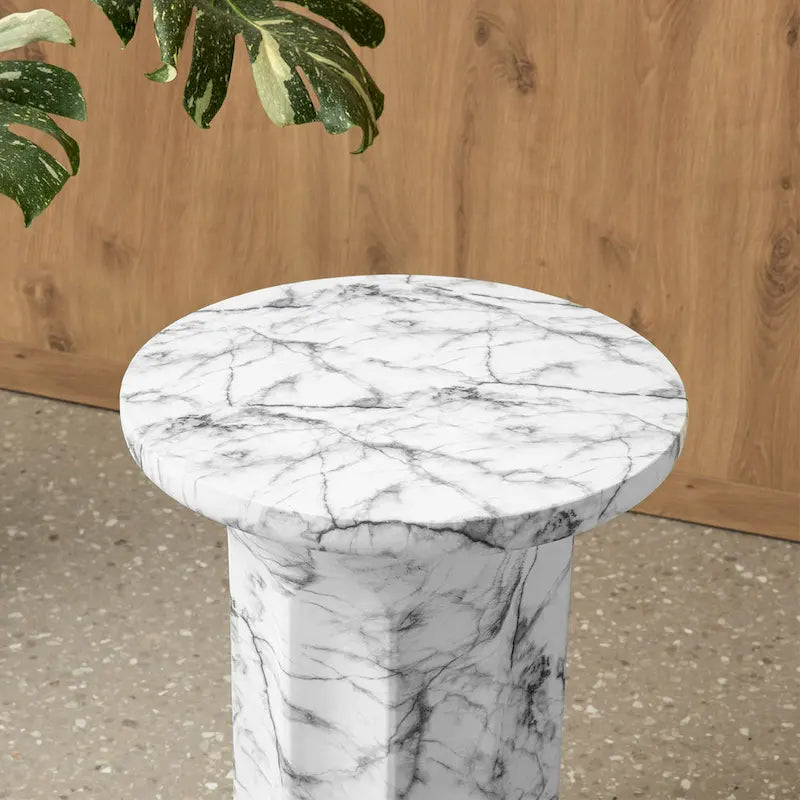 Glitzhome 20.75H Modern MGO Faux Marble Side Table