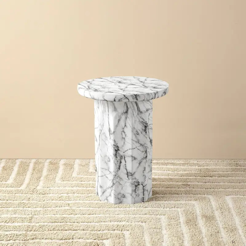 Glitzhome 20.75H Modern MGO Faux Marble Side Table