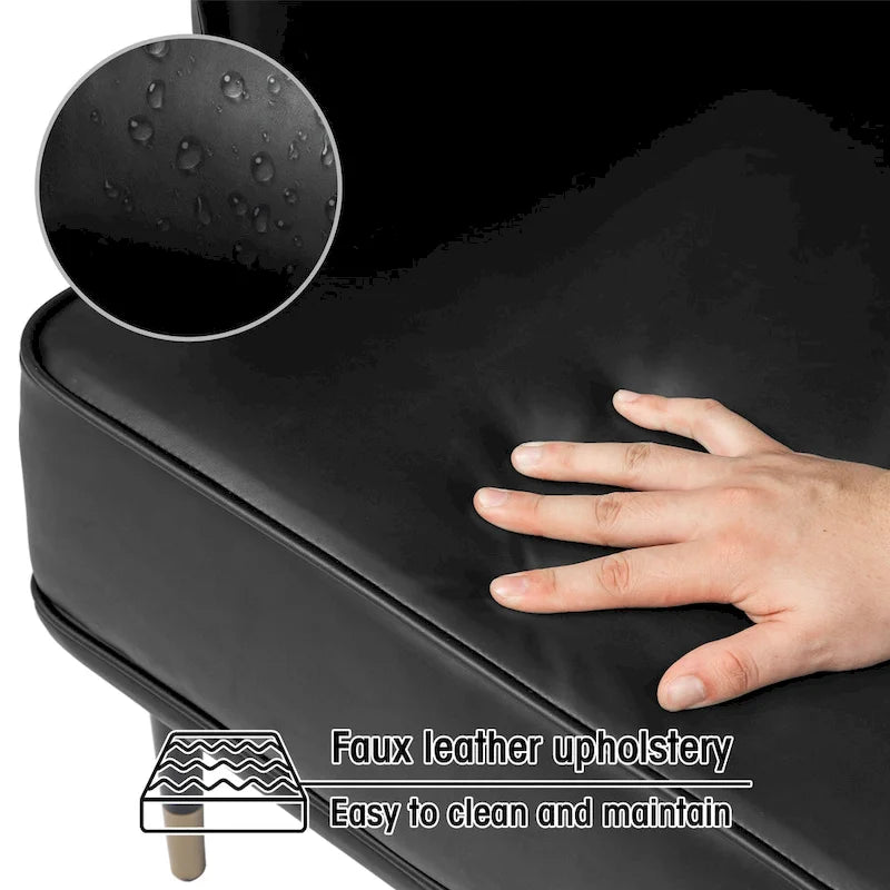 Glitzhome Set of 2 29.5W Mid-Century Modern Leatherette Armchairs With Side Pocket - 29.5 W x 32 H x 28.75 D