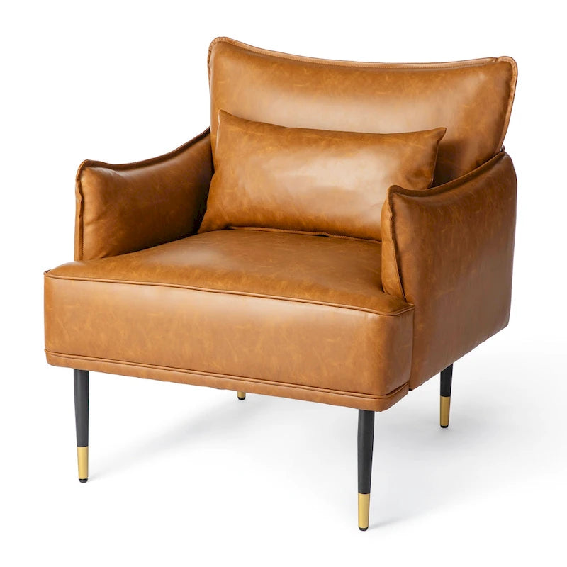 Glitzhome Set of 2 29.5W Mid-Century Modern Leatherette Armchairs With Side Pocket - 29.5 W x 32 H x 28.75 D