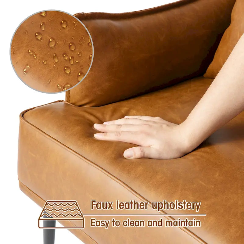 Glitzhome Set of 2 29.5W Mid-Century Modern Leatherette Armchairs With Side Pocket - 29.5 W x 32 H x 28.75 D