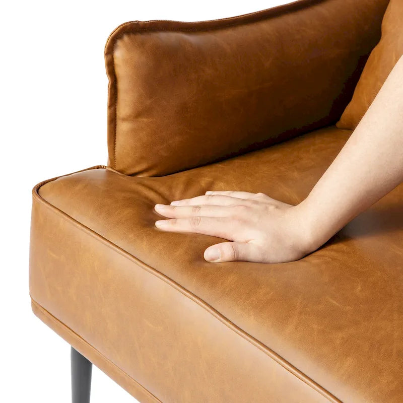 Glitzhome Set of 2 29.5W Mid-Century Modern Leatherette Armchairs With Side Pocket - 29.5 W x 32 H x 28.75 D