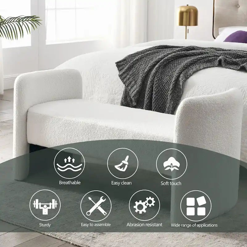 GDFStudio - Harper H-Frame Polyester Upholstered Bench with Modern Versatile Design