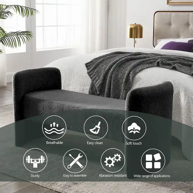 GDFStudio - Harper H-Frame Polyester Upholstered Bench with Modern Versatile Design