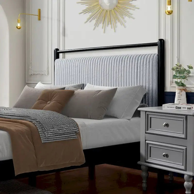 Christopher Knight Home Full size Wood Platform Bed Frame with Fluffy Soft Headboard