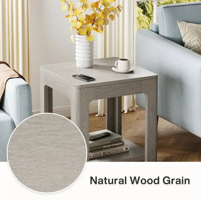 2-Tier Wooden End Table, Modern Side or Beside Table - 1PC