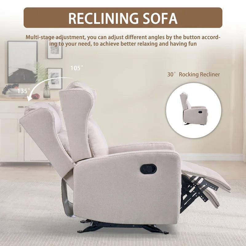 Rocking Recliner Chair for Living Room, Adjustable Modern Recliner Chair, Recliner Sofa with Lumbar Support