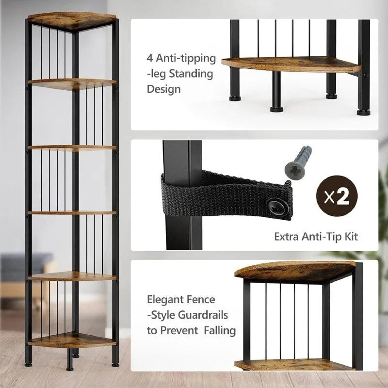 Corner Shelf Stand - 11.7D x 11.7W x 63H