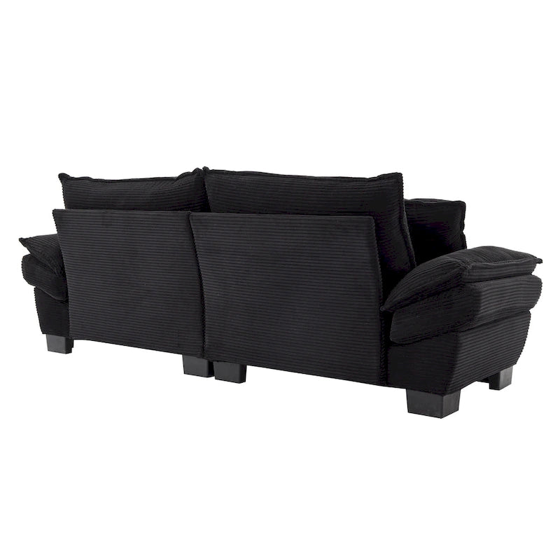 65.5 Upholstered 3-Seater Sofa Couch with Two Pillows and Sturdy Construction