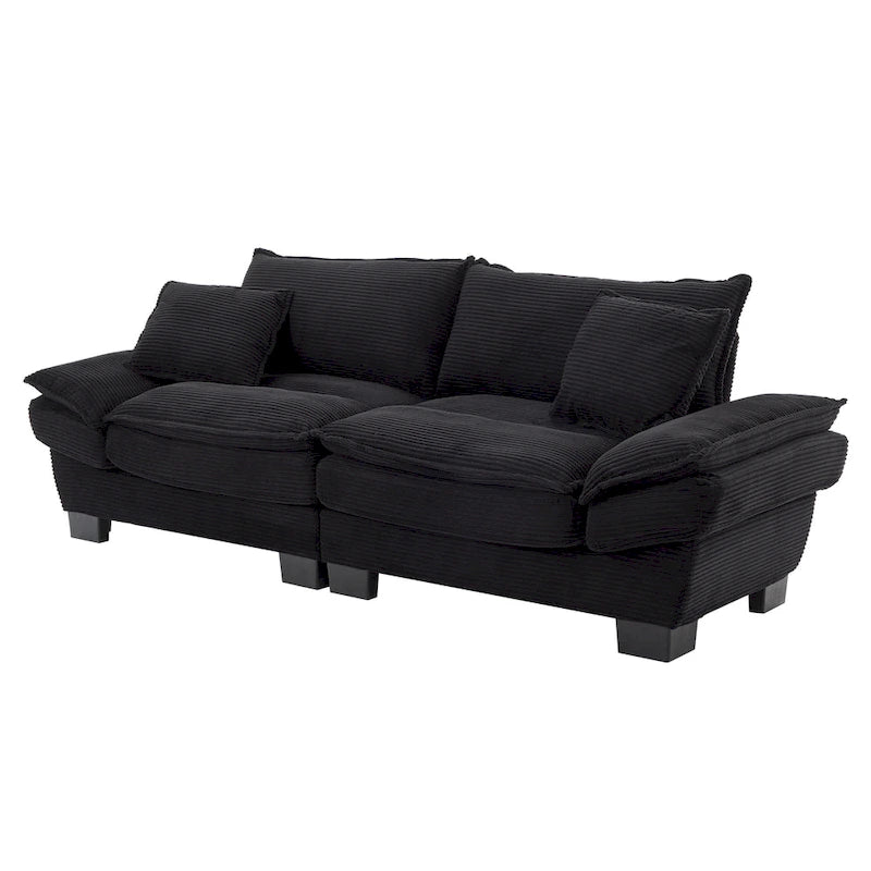 65.5 Upholstered 3-Seater Sofa Couch with Two Pillows and Sturdy Construction