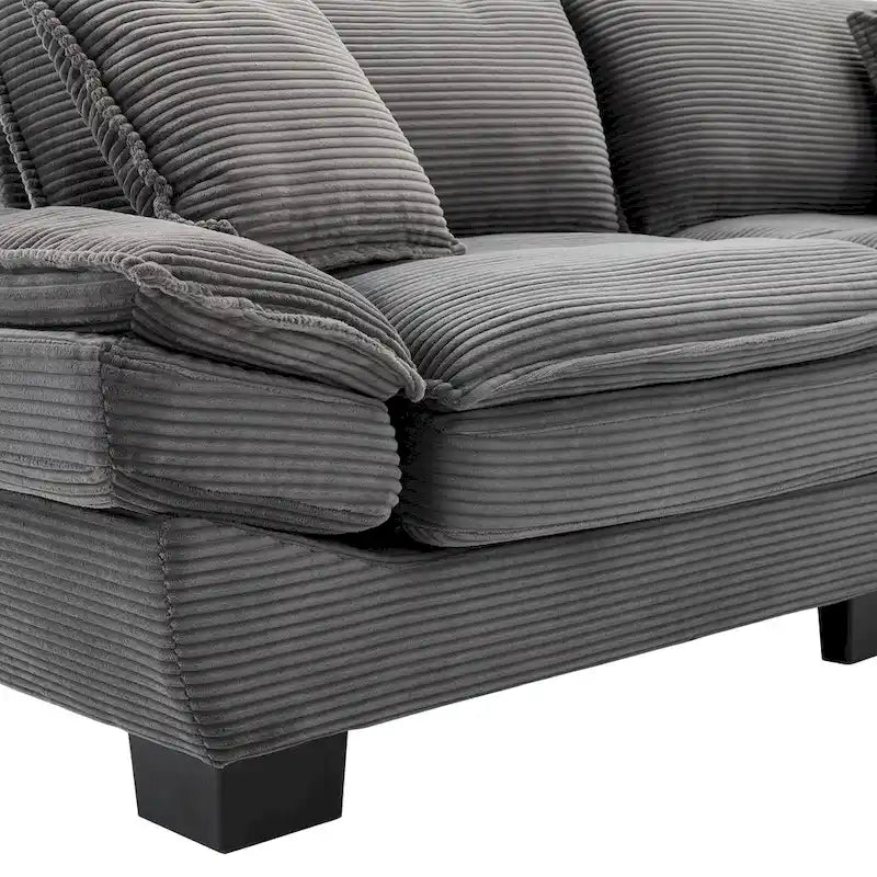 65.5 Upholstered 3-Seater Sofa Couch with Two Pillows and Sturdy Construction