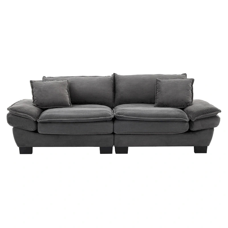 65.5 Upholstered 3-Seater Sofa Couch with Two Pillows and Sturdy Construction