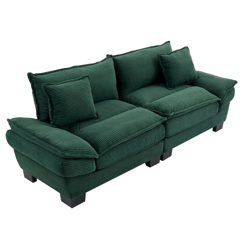 65.5 Upholstered 3-Seater Sofa Couch with Two Pillows and Sturdy Construction