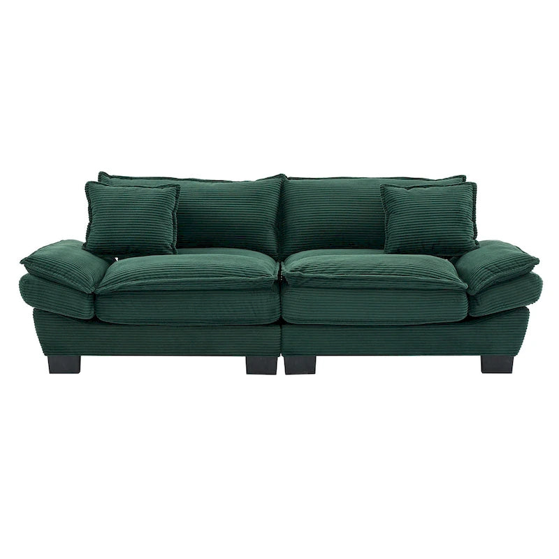 65.5 Upholstered 3-Seater Sofa Couch with Two Pillows and Sturdy Construction