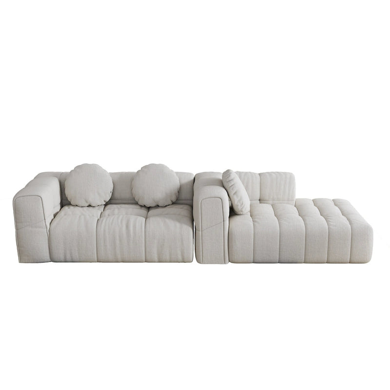 103 Chenille L-Shaped Sectional Sofa with Left Recliner, 3 Pillows and Modular Design