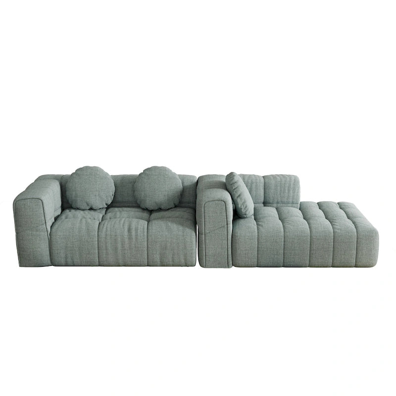 103 Chenille L-Shaped Sectional Sofa with Left Recliner, 3 Pillows and Modular Design