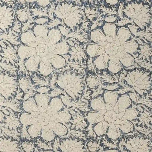 20 Navy Blue and White Floral Handmade Square Pouf Ottoman