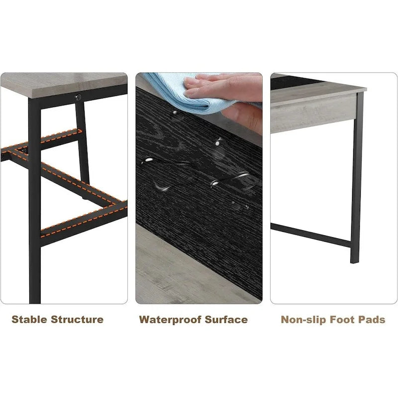 Dining Table Set for 4, Wooden Kitchen Table with with 2 Chairs and a Long Bench