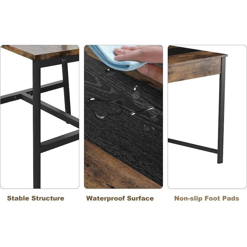 Dining Table Set for 4, Wooden Kitchen Table with with 2 Chairs and a Long Bench