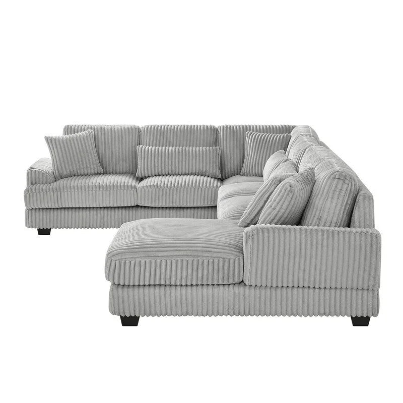 Oversized U-shaped Sectional Sofa with Chaise Lounge, 129 Modern Upholstered Sofa Couch, Corduroy Couch Set for Living Room